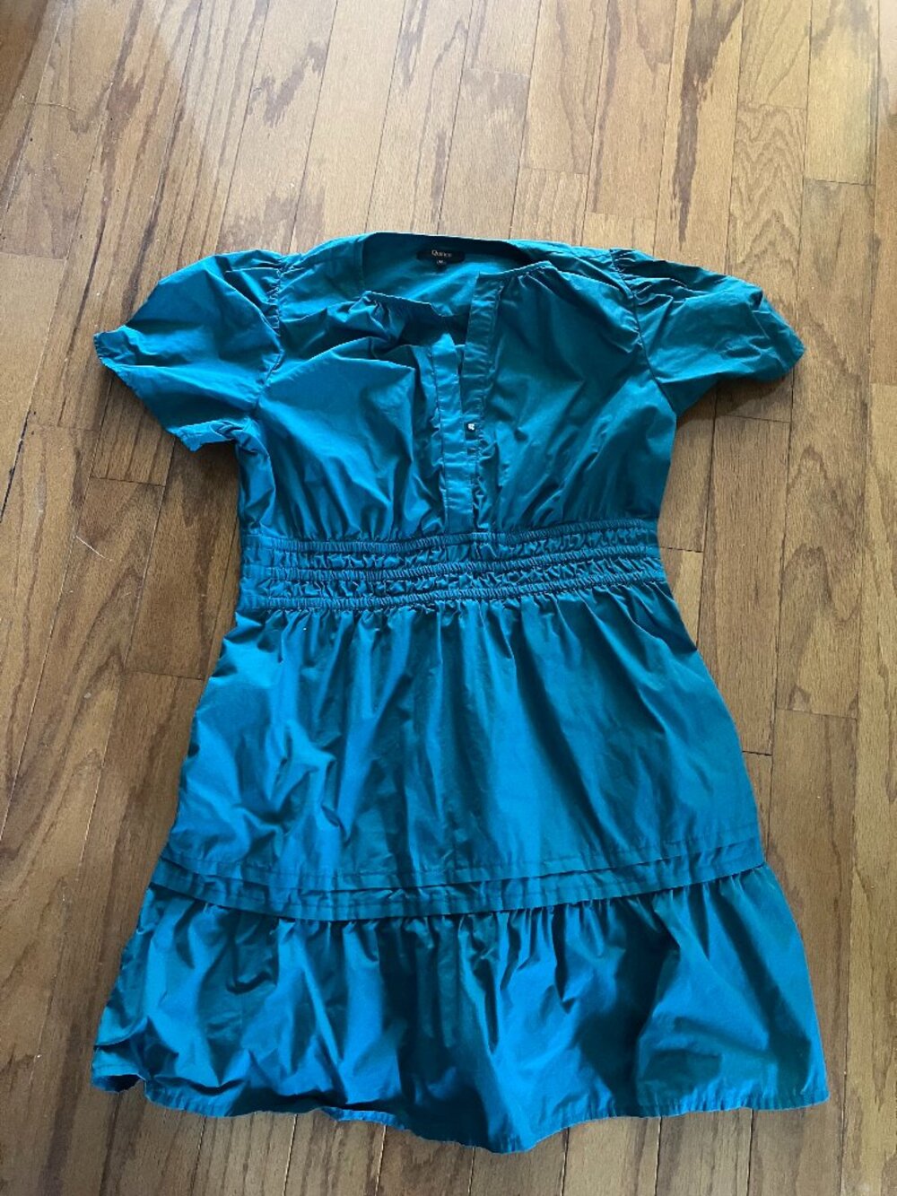 Quince 100% Organic Cotton Tiered Mini Dress – Garden Green